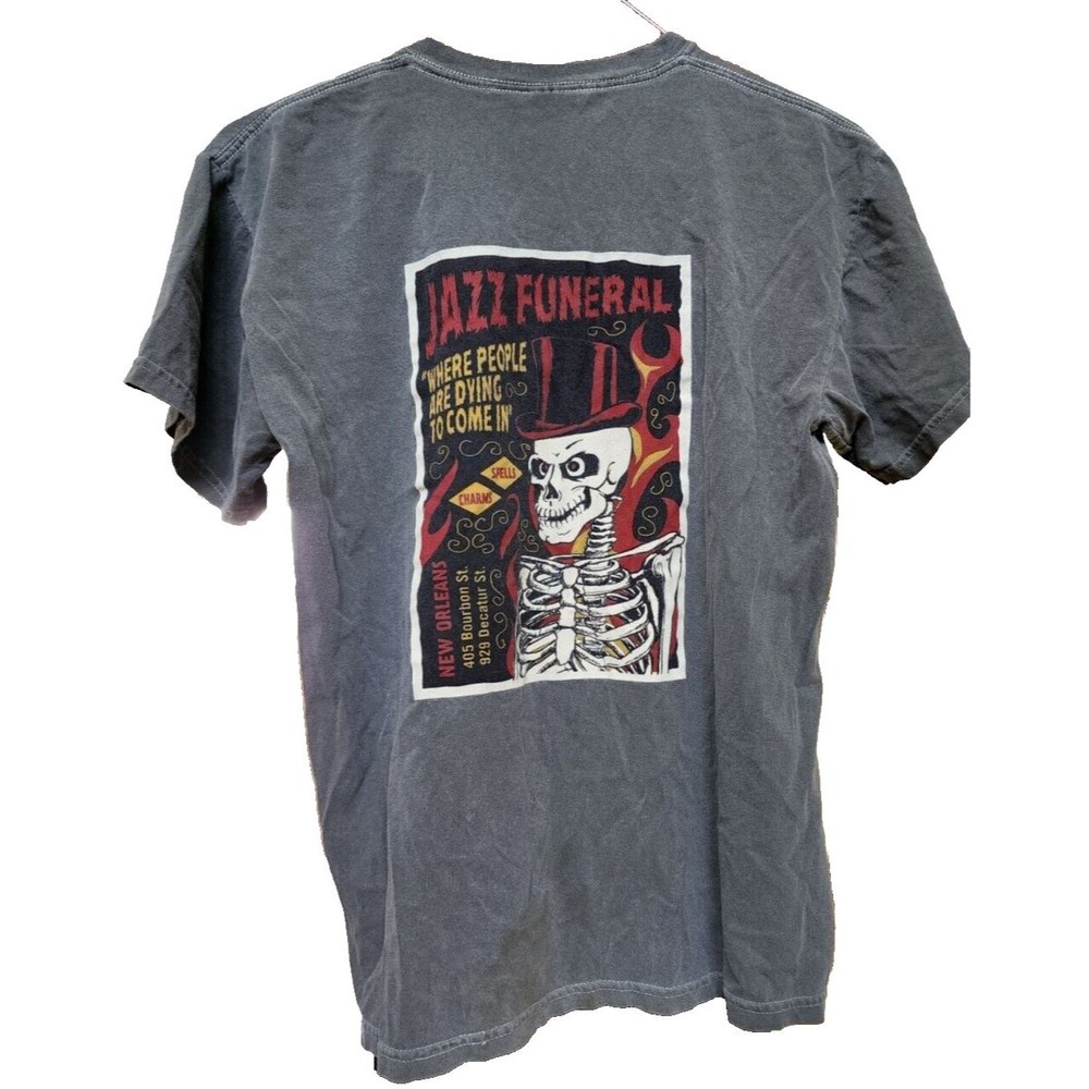 Jazz Funeral Skeleton New Orleans Medium T-Shirt Unisex Horror Halloween 2 Sides
